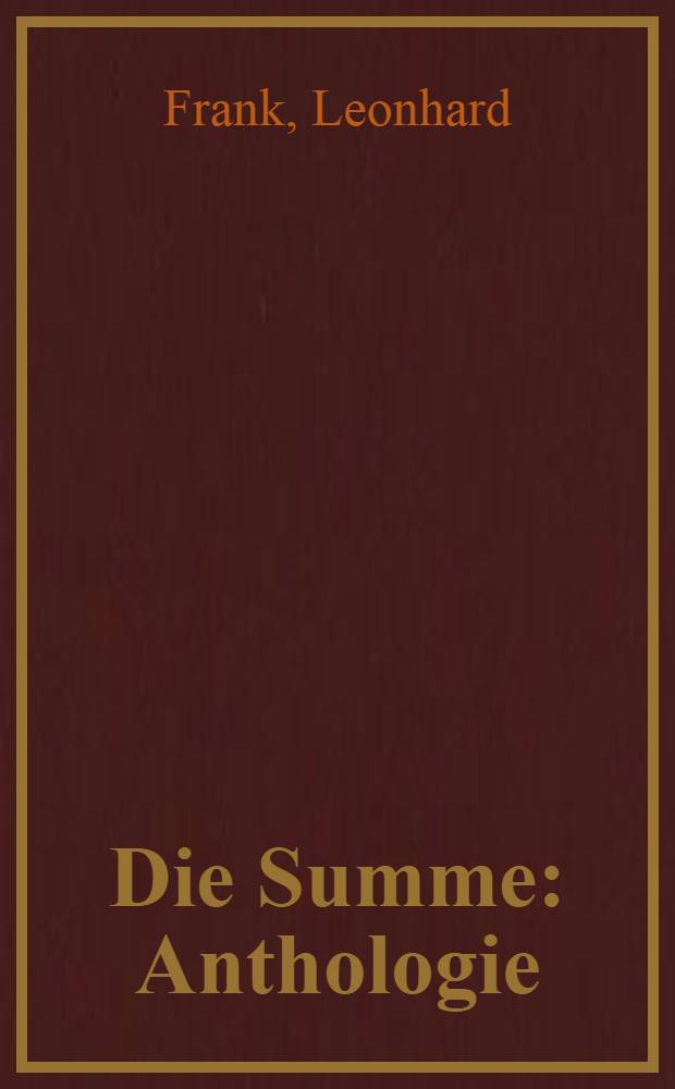 Die Summe : Anthologie