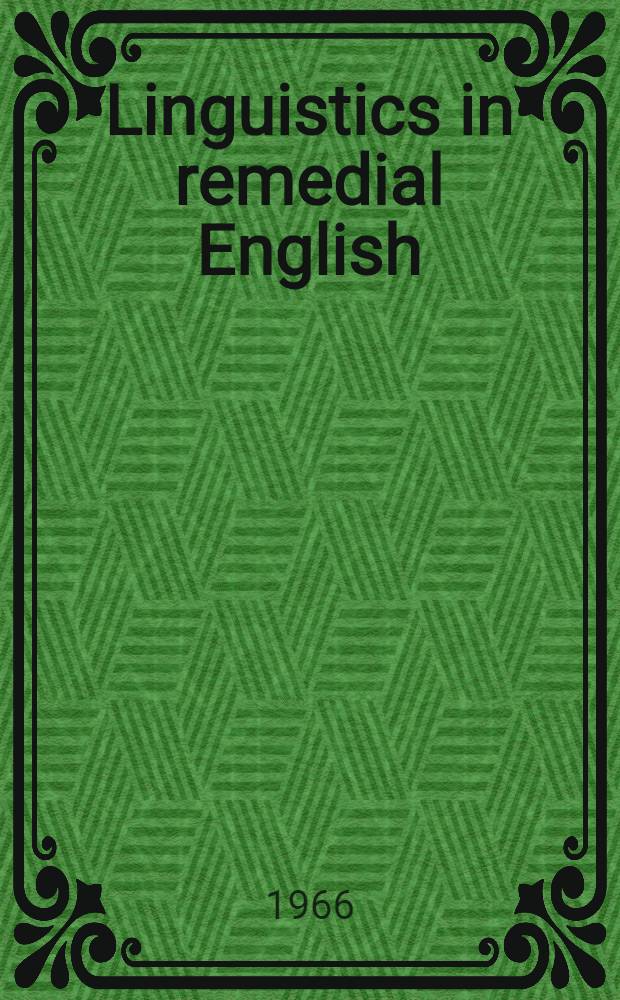 Linguistics in remedial English