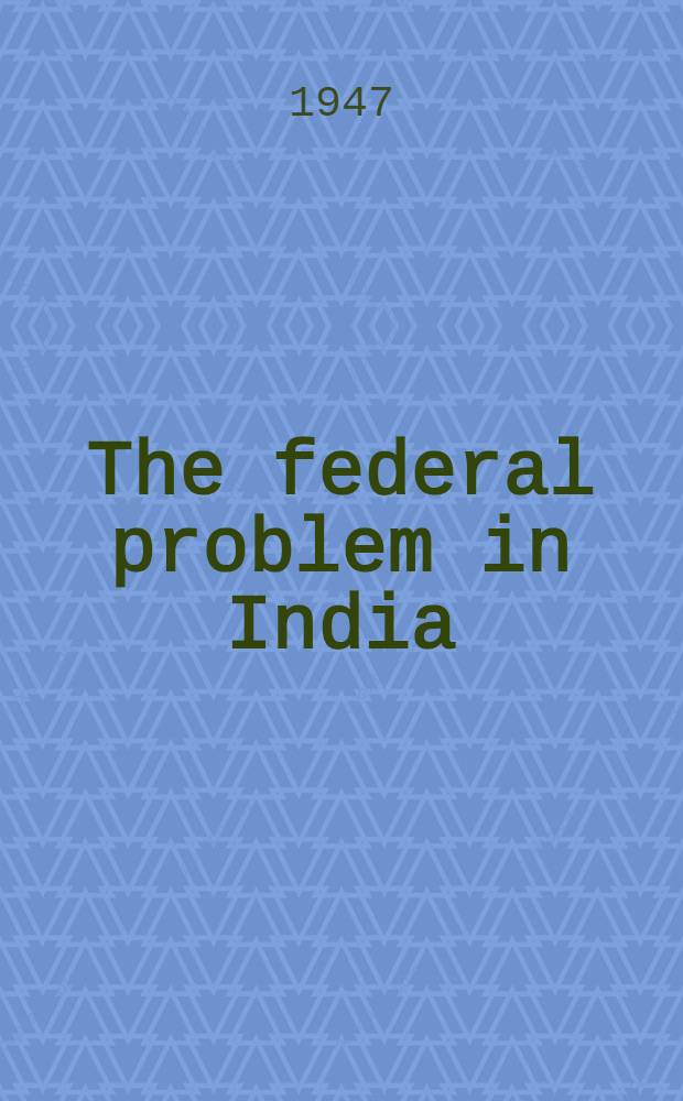 The federal problem in India