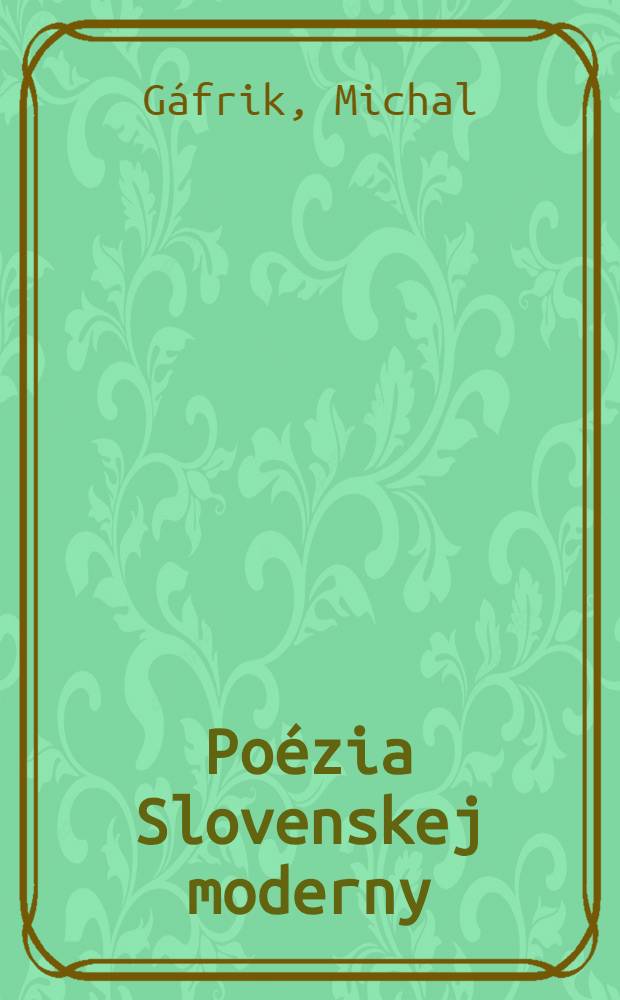 Poézia Slovenskej moderny