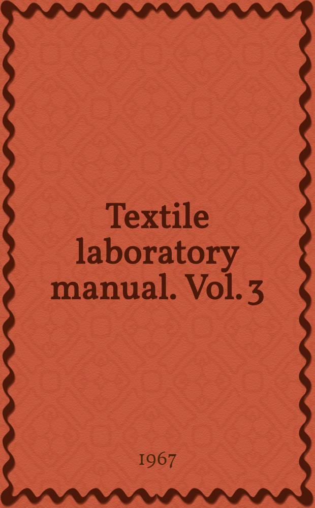 Textile laboratory manual. Vol. 3 : Detergents