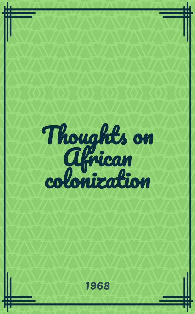 Thoughts on African colonization