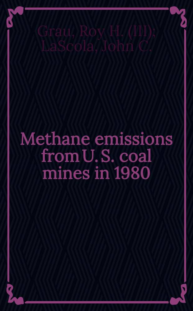 Methane emissions from U. S. coal mines in 1980