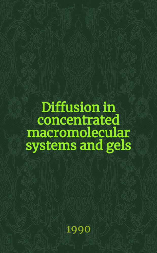 Diffusion in concentrated macromolecular systems and gels : An experimental a. methodological study