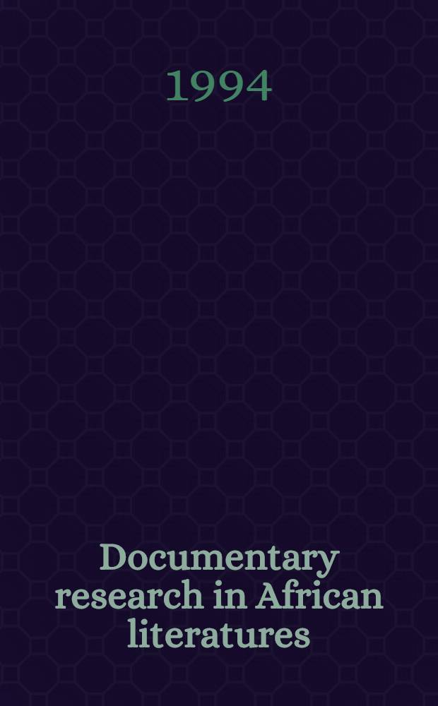 Documentary research in African literatures