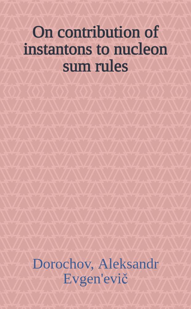 On contribution of instantons to nucleon sum rules