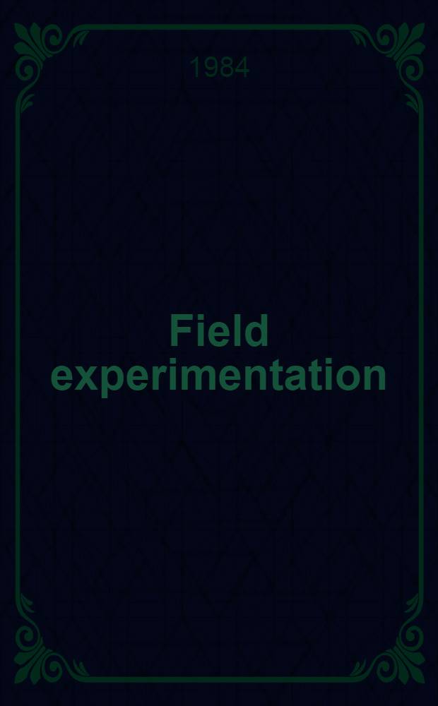 Field experimentation : Statistical procedures