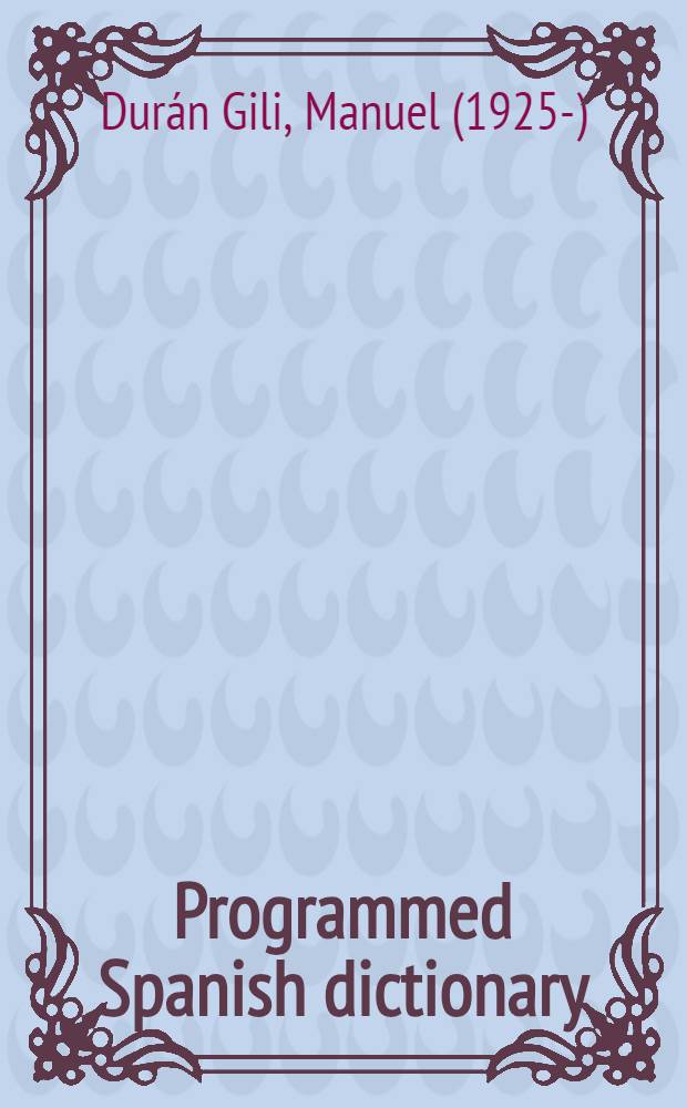 Programmed Spanish dictionary