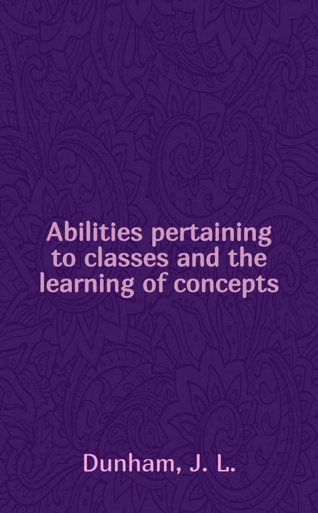 Abilities pertaining to classes and the learning of concepts