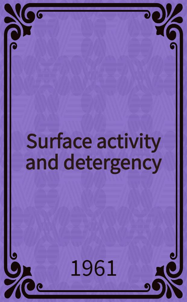 Surface activity and detergency