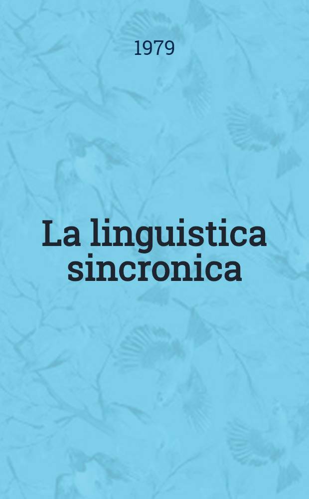 La linguistica sincronica