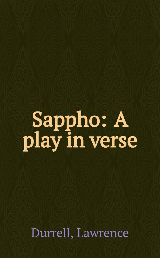 Sappho : A play in verse