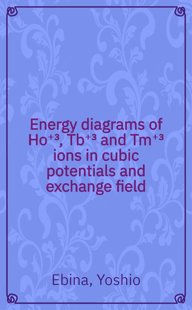Energy diagrams of Ho⁺³, Tb⁺³ and Tm⁺³ ions in cubic potentials and exchange field