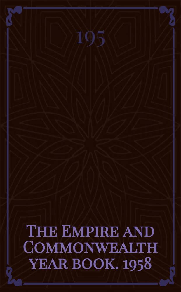 The Empire and Commonwealth year book. 1958/9