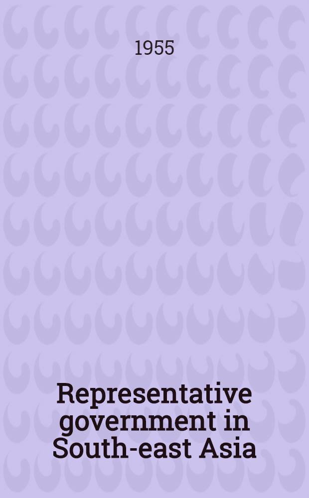 Representative government in South-east Asia