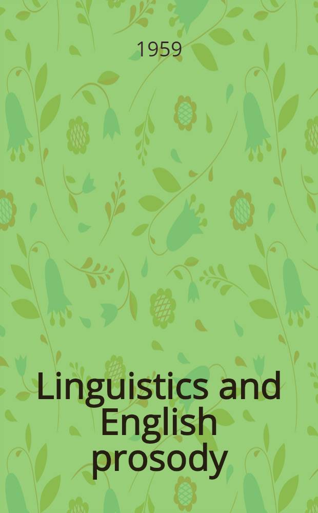 Linguistics and English prosody