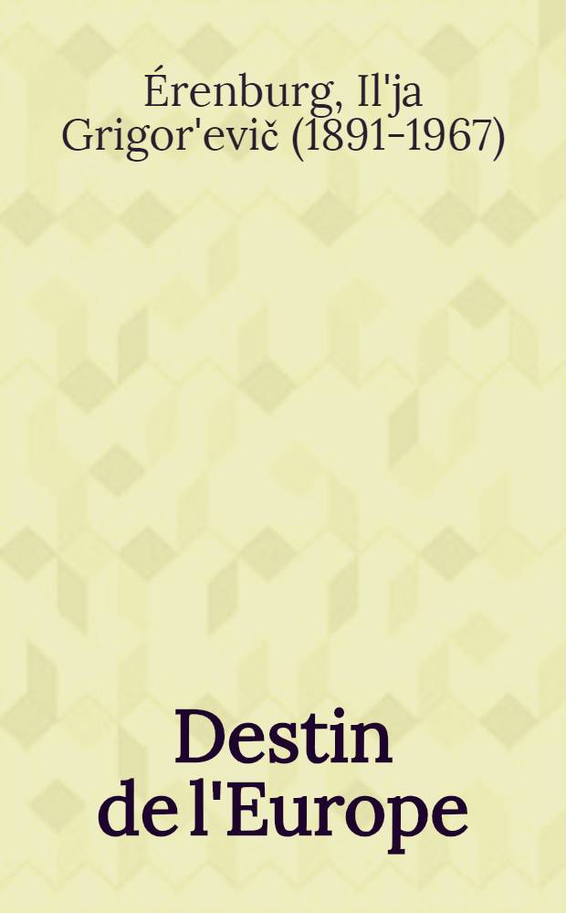 Destin de l'Europe