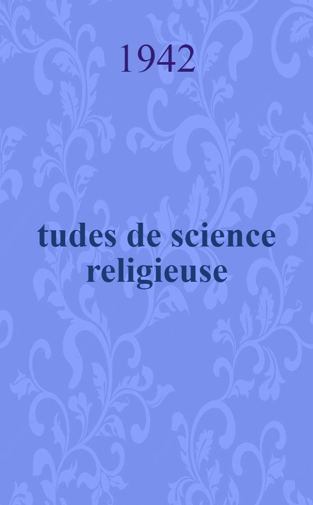 Études de science religieuse
