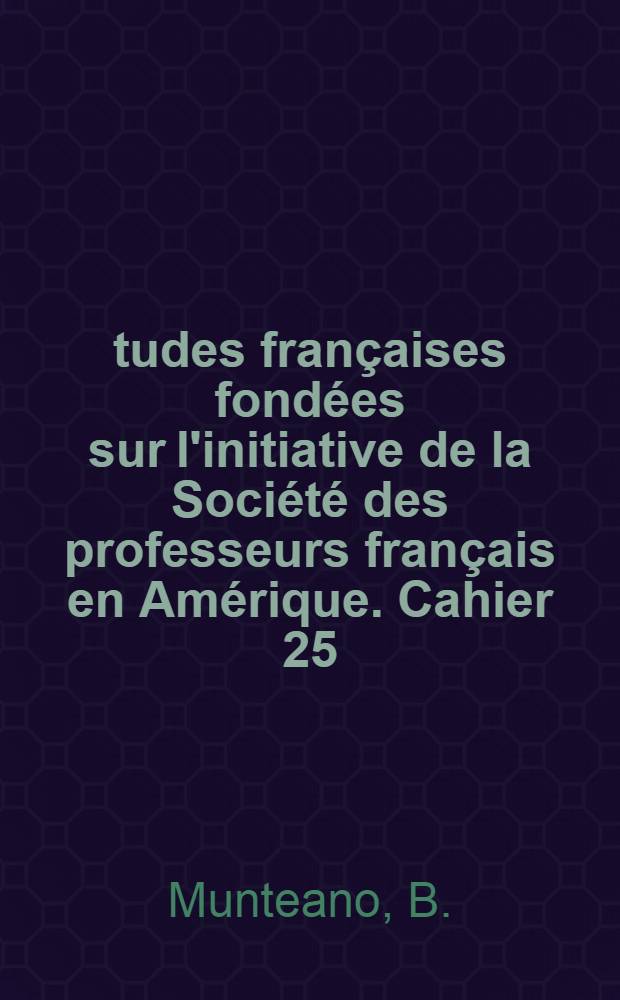 Études françaises fondées sur l'initiative de la Société des professeurs français en Amérique. Cahier 25 : Les idées politiques de Madame de Staël et la Constitution de l'an III