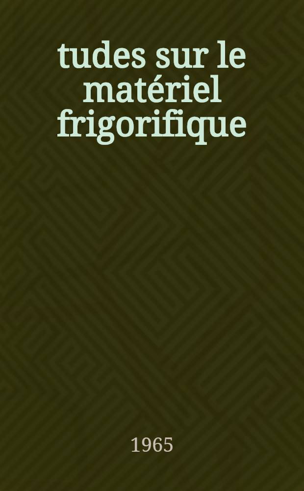 Études sur le matériel frigorifique: évaporateurs, fluides frigorigènes, compresseurs = Studies on refrigerating equipment: evaporators, refrigerants, compressors : Le conditionnement d'air: calcul des installations; applications dans les industries, théâtres, hôpitaux. Le froid dans l'industrie chimique: automatisme des installations. Quelques applications biologiques et médicales: hypothermie; congélation des systèmes biologiques; lyophilisation : Air conditioning: calculations; applications in industry, theatres, hospitals. Refrigeration in the chemical industry: automated installations. Biological and medical applications: hypothermia; freezing of biological elements; freeze-drying