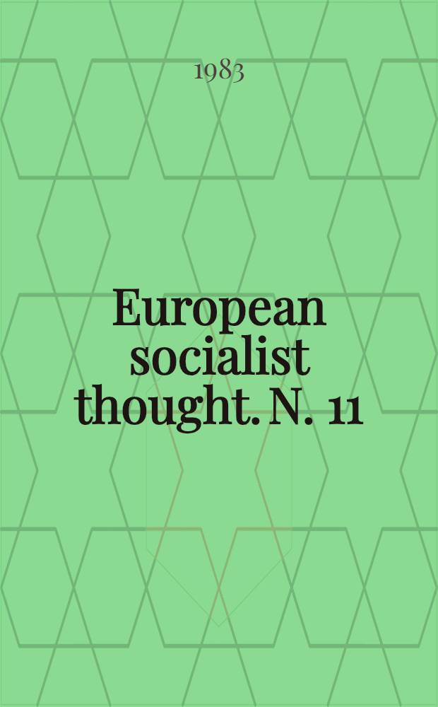 European socialist thought. N. 11 : Out of crisis