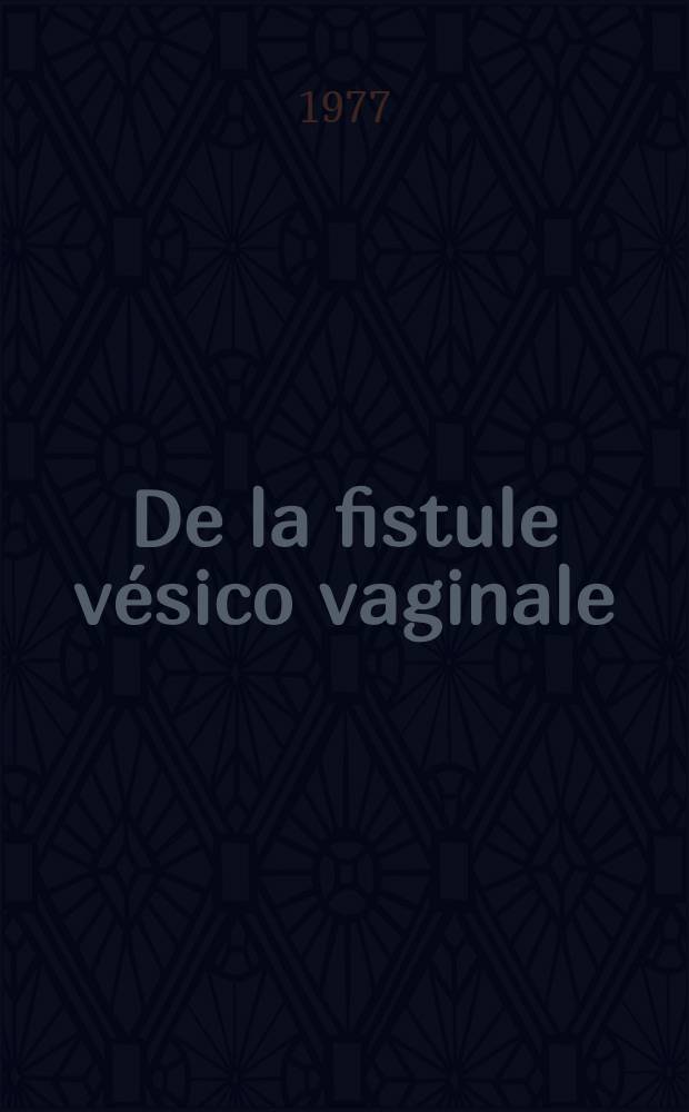De la fistule vésico vaginale : (À propos de 135 cas) : Thèse