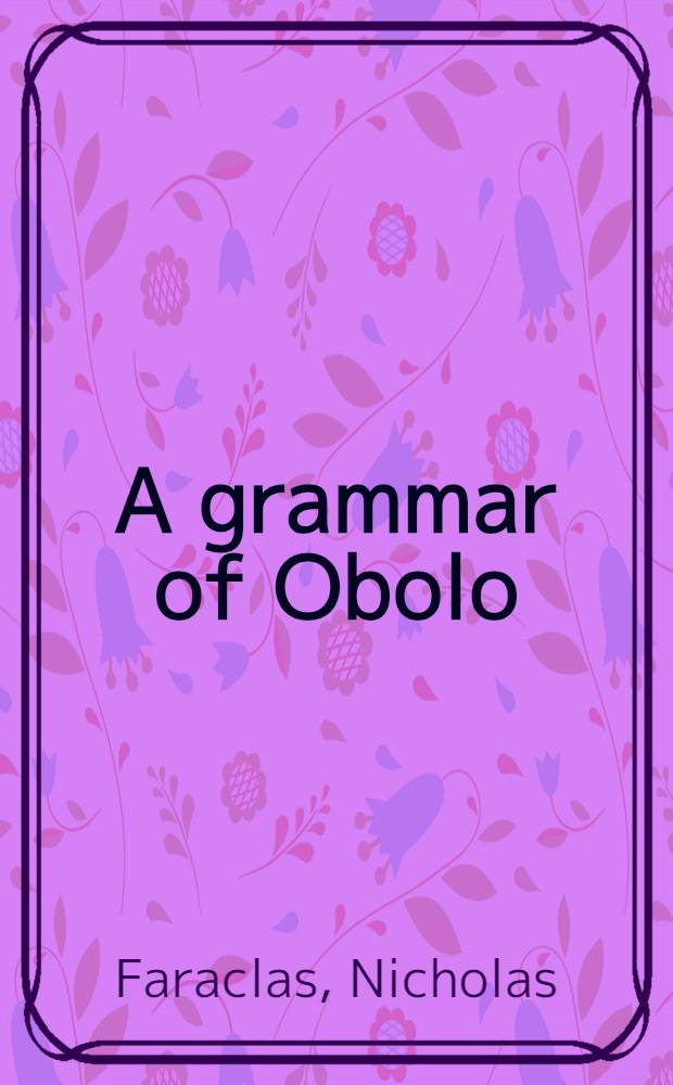 A grammar of Obolo