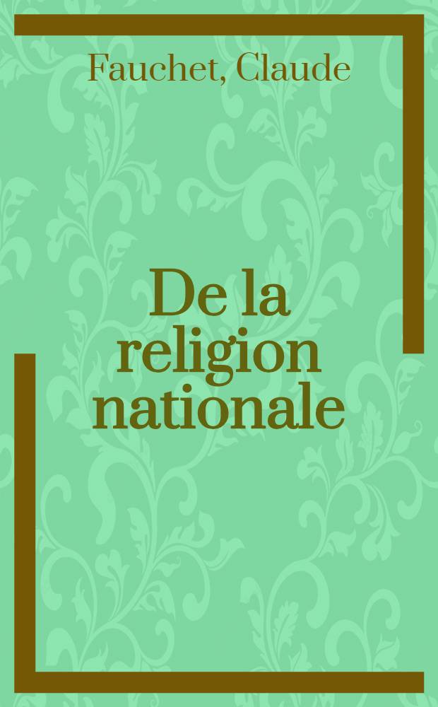 De la religion nationale