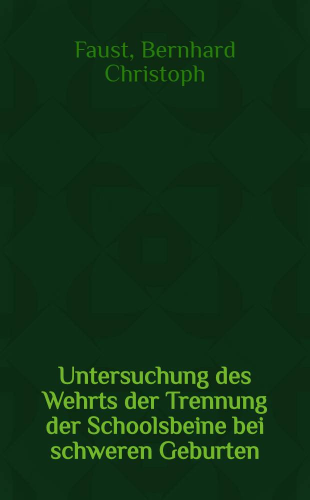 Untersuchung des Wehrts der Trennung der Schoolsbeine bei schweren Geburten