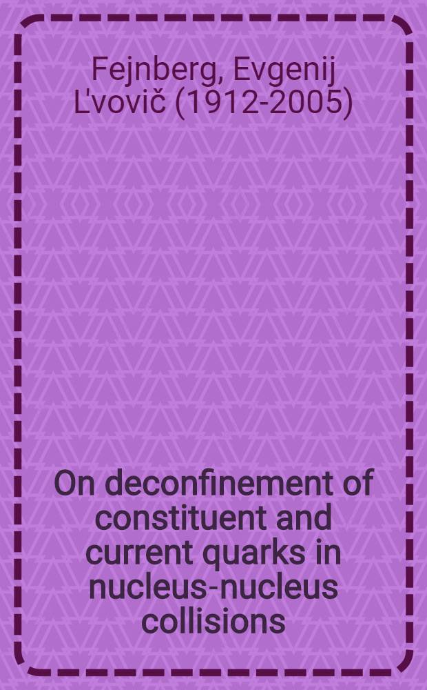On deconfinement of constituent and current quarks in nucleus-nucleus collisions