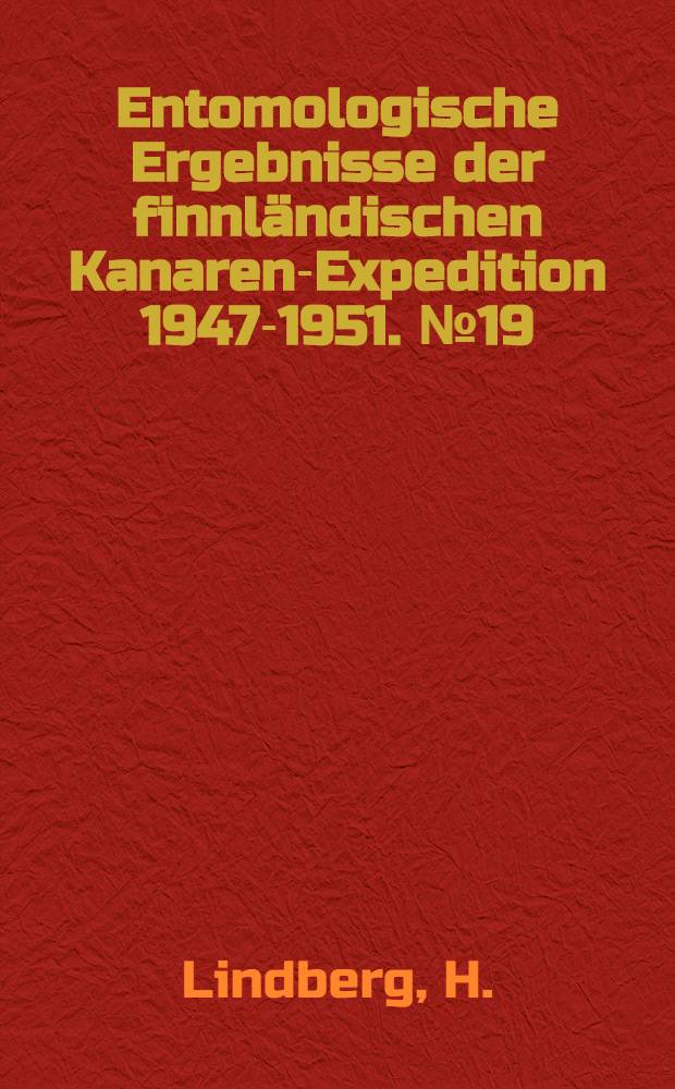 Entomologische Ergebnisse der finnländischen Kanaren-Expedition 1947-1951. № 19 : Supplementum Hemipterorum insularum Canariensium