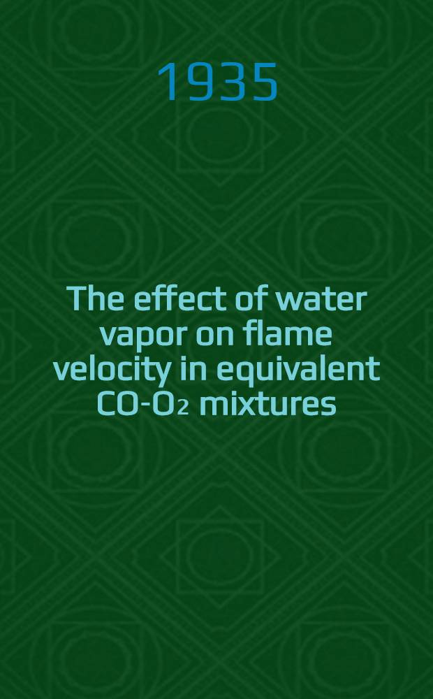 The effect of water vapor on flame velocity in equivalent CO-O₂ mixtures