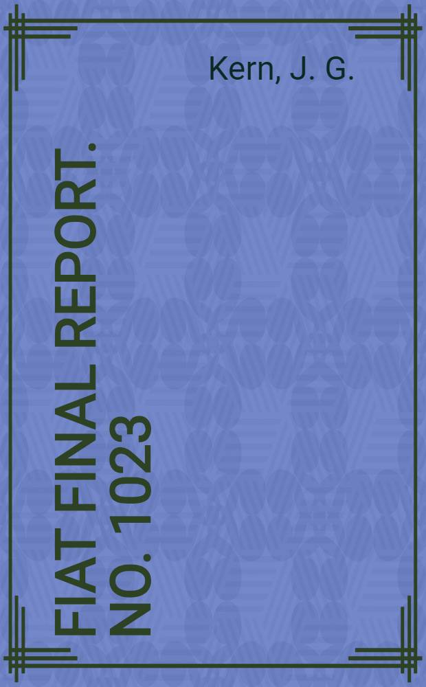 FIAT final report. No. 1023 : Manufacture of antipyrine and pyramidon at I. G. Farbenindustrie A. G. Hoechst