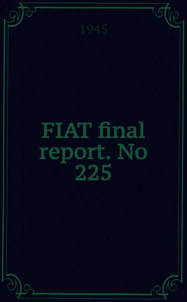 FIAT final report. No 225 : Wood structural research and development