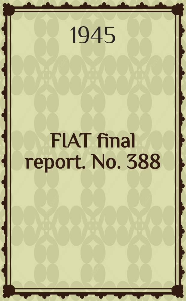FIAT final report. No. 388 : Counting devices Germany