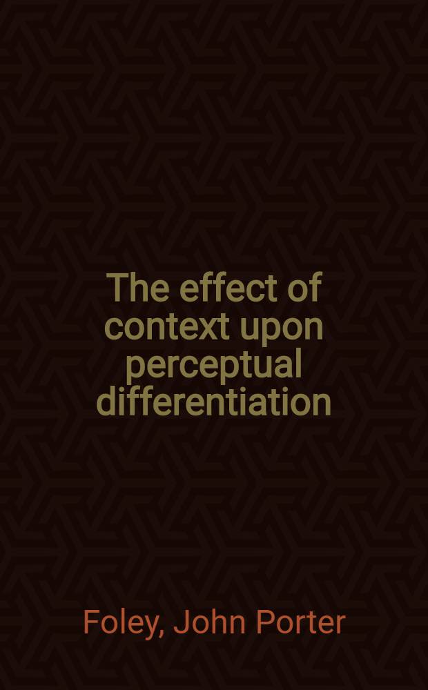 The effect of context upon perceptual differentiation