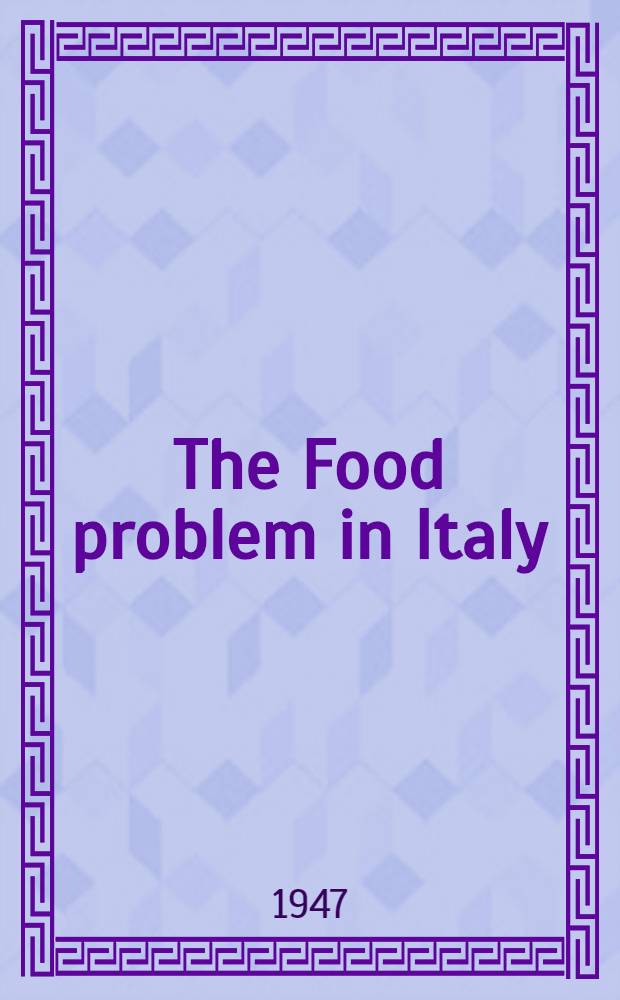 The Food problem in Italy
