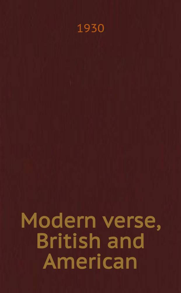 Modern verse, British and American