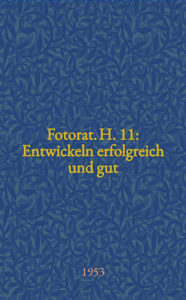 Fotorat. H. 11 : Entwickeln erfolgreich und gut