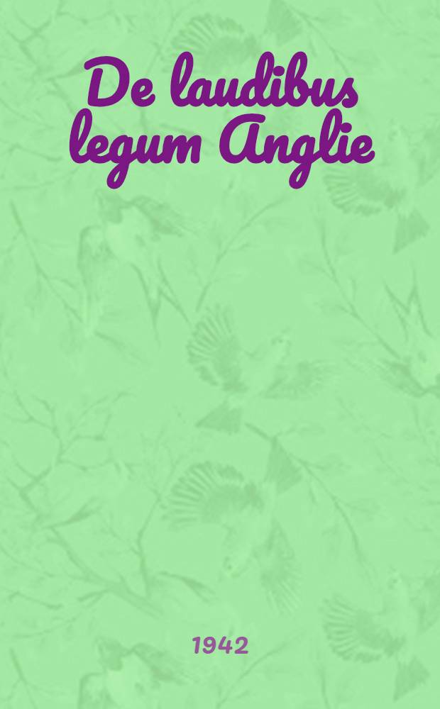 De laudibus legum Anglie