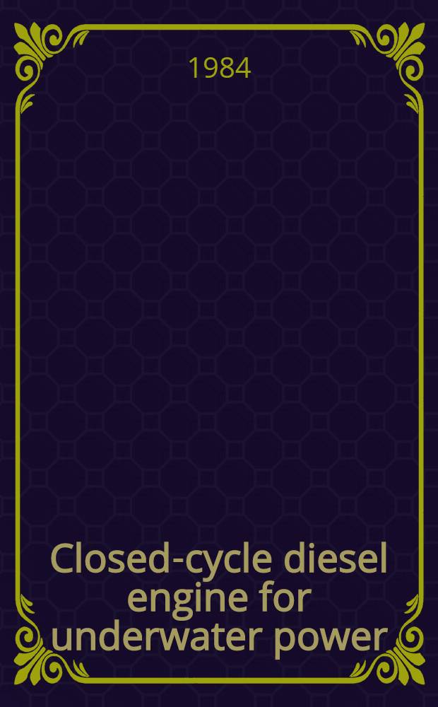 Closed-cycle diesel engine for underwater power