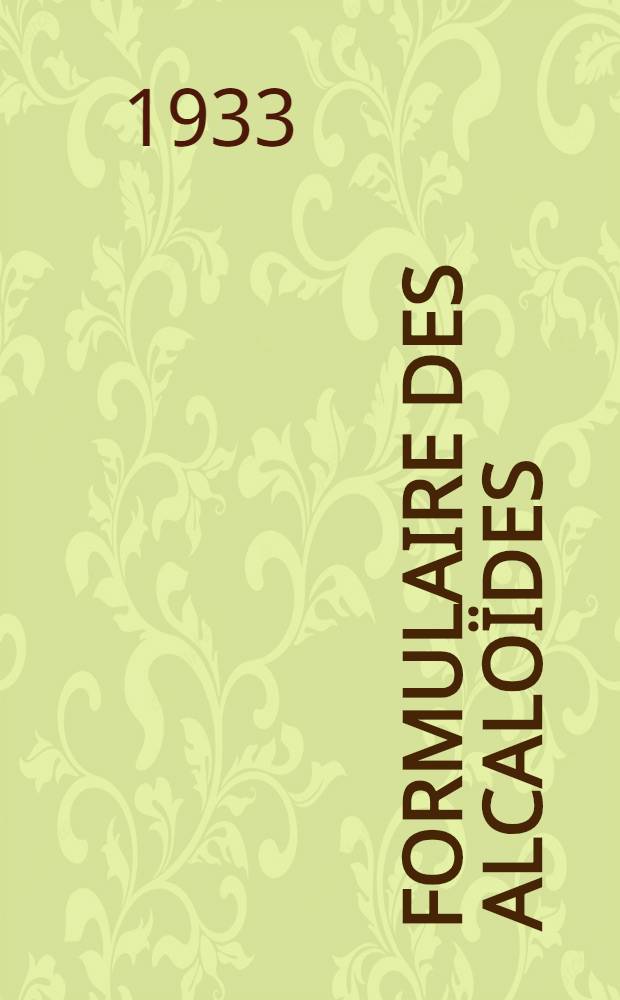 Formulaire des alcaloïdes