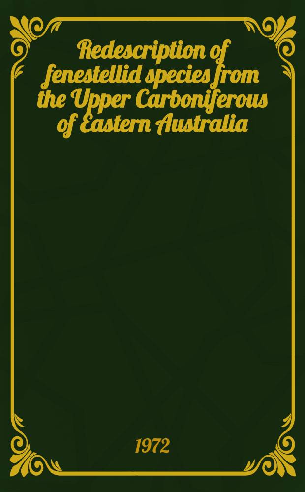 Redescription of fenestellid species from the Upper Carboniferous of Eastern Australia