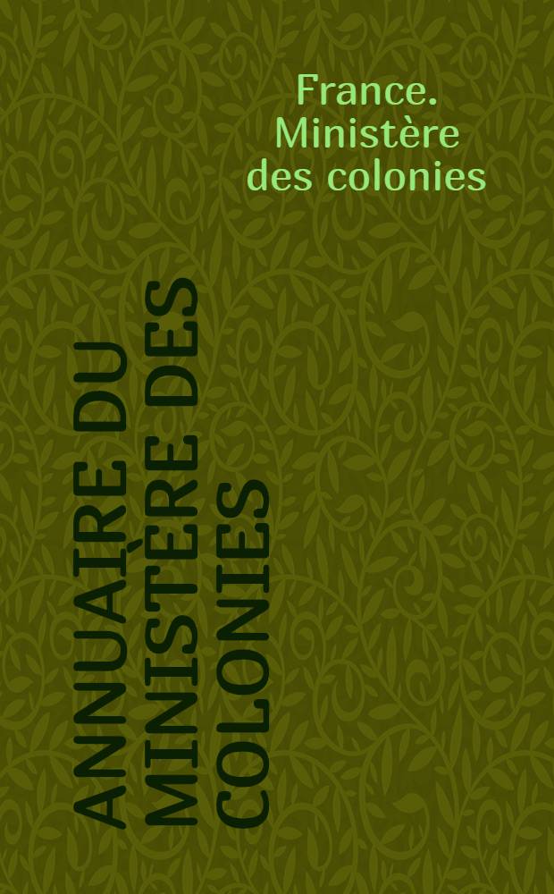 Annuaire du Ministère des colonies