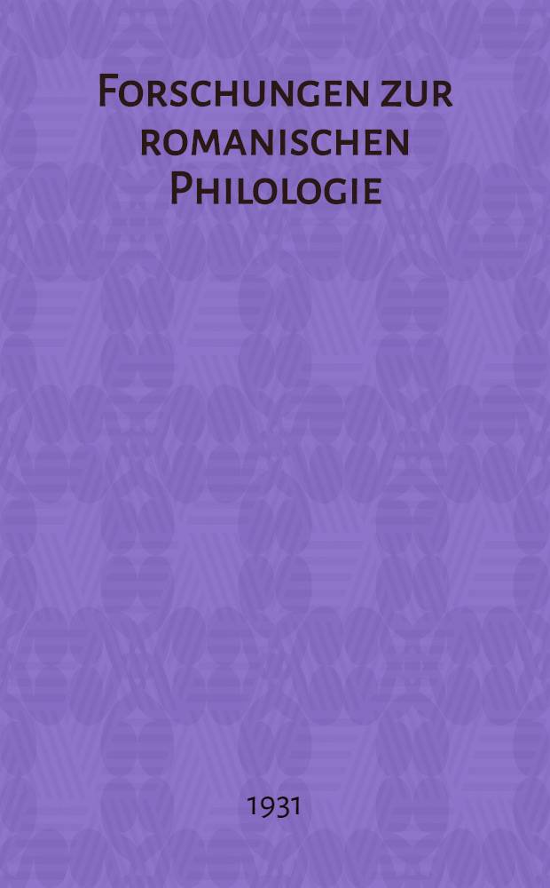 Forschungen zur romanischen Philologie