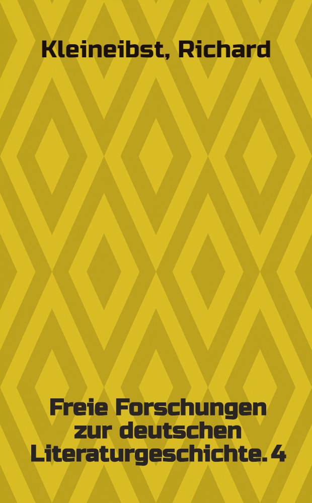 Freie Forschungen zur deutschen Literaturgeschichte. 4 : G. Ch. Lichtenberg in seiner Stellung zur deutschen Literatur