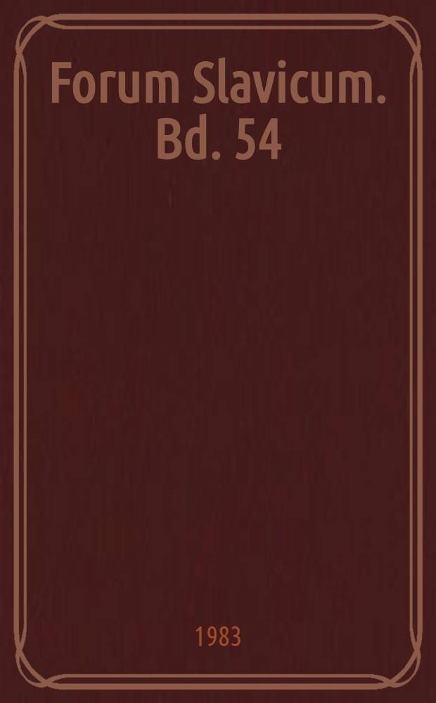 Forum Slavicum. Bd. 54 : Slavische Barockliteratur