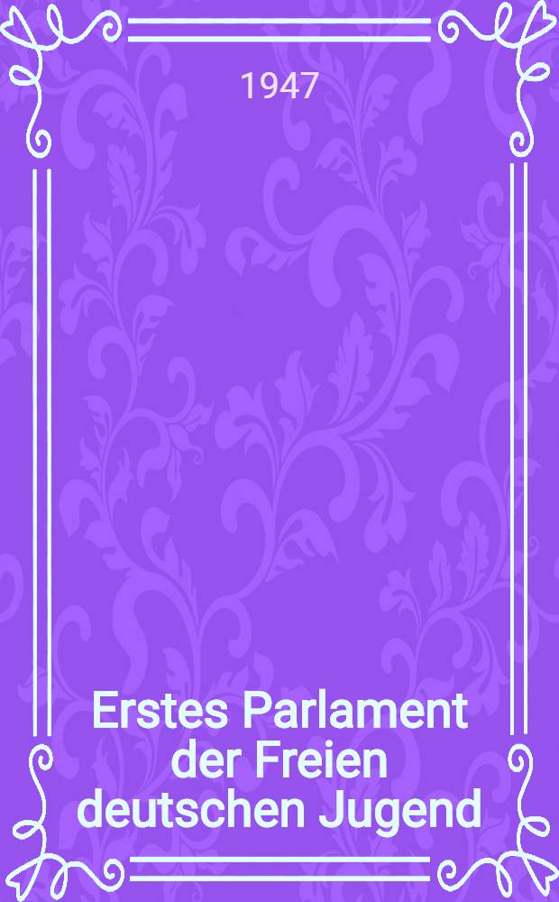 Erstes Parlament der Freien deutschen Jugend : Brandenburg an der Havel, Pfingsten 1946 : Zeichn. Tillmann, Knabe