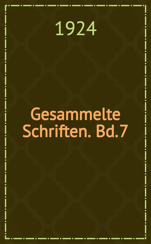 Gesammelte Schriften. Bd. 7 : Vorlesungen zur Einführung in die Psychoanalyse