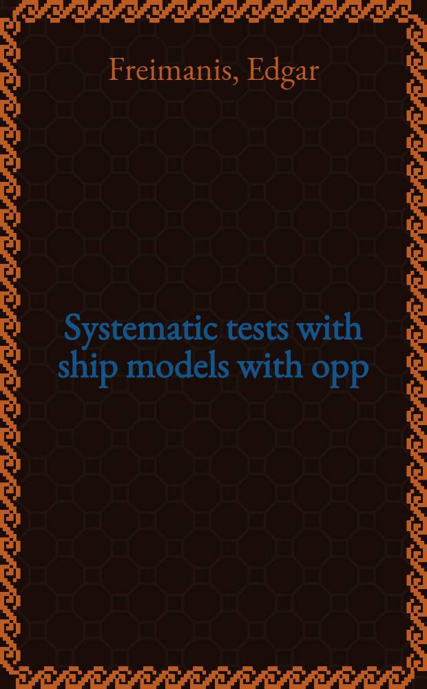 Systematic tests with ship models with opp=0.600-0.750 : Influence of opp AT L/B=7.24